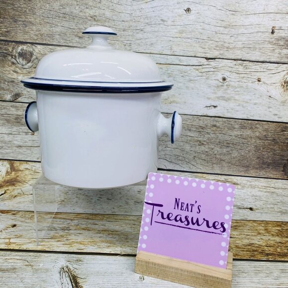 Dansk BISTRO CHRISTIANSHAVN BLUE White Handle Covered 2 Qt Casserole Serving Pot - Picture 1 of 13